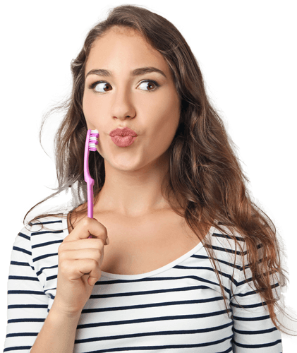 Girl Holding Toothbrush to Mouth
